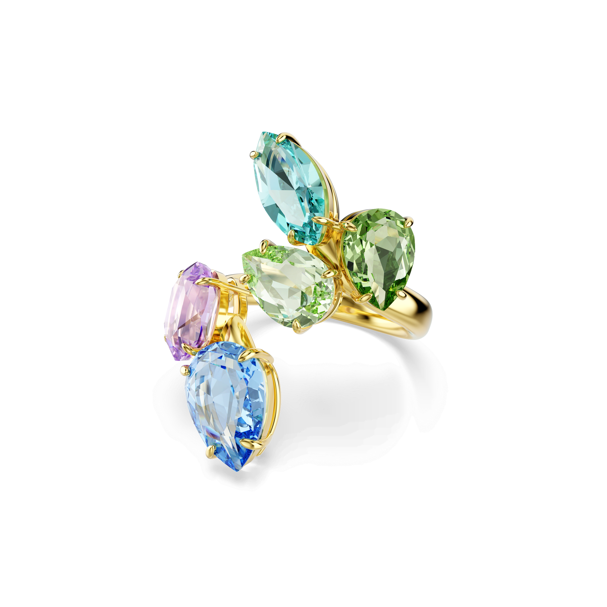 Gema motif ring, Mixed cuts, Multicolored, Gold-tone plated 5746907