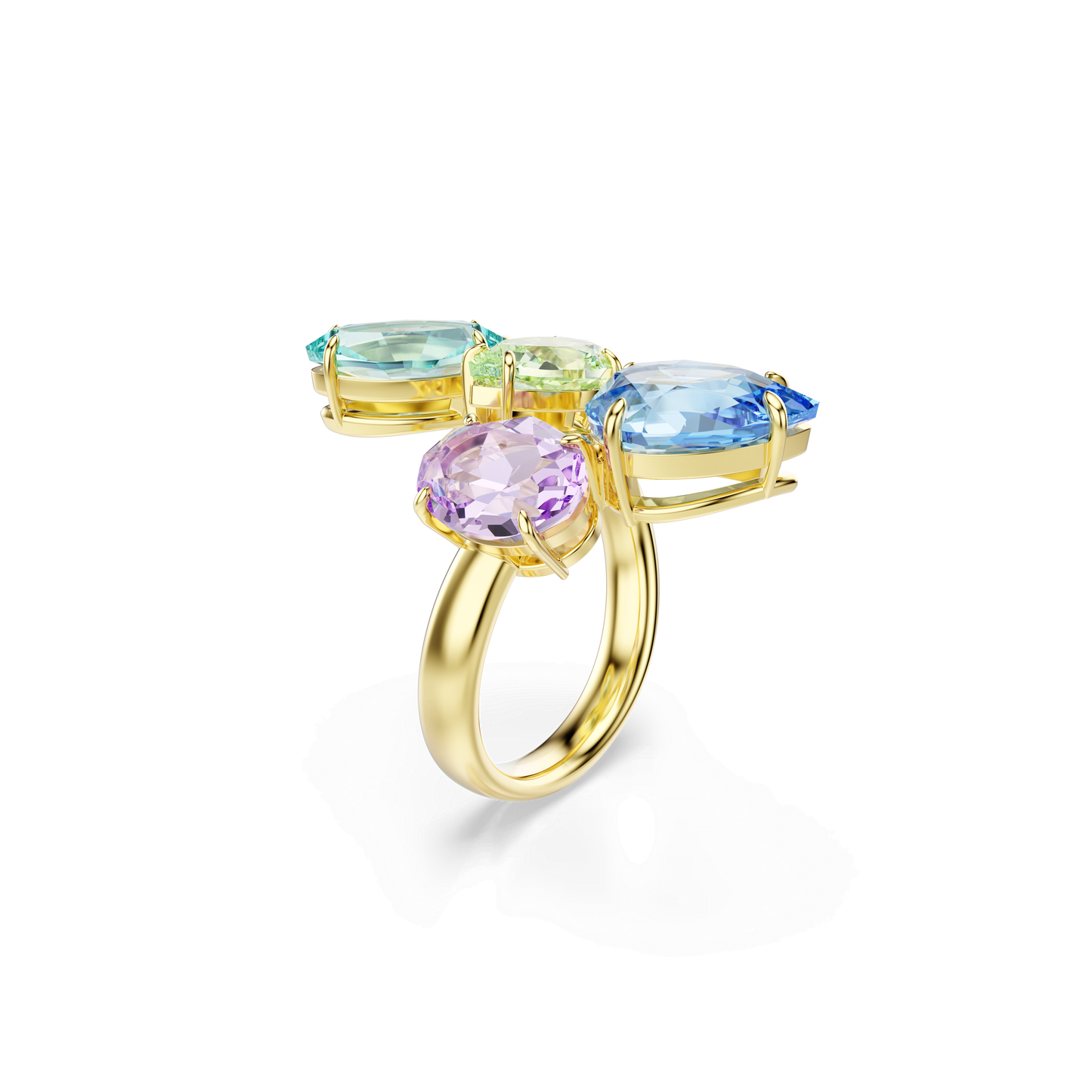 Gema motif ring, Mixed cuts, Multicolored, Gold-tone plated 5746907