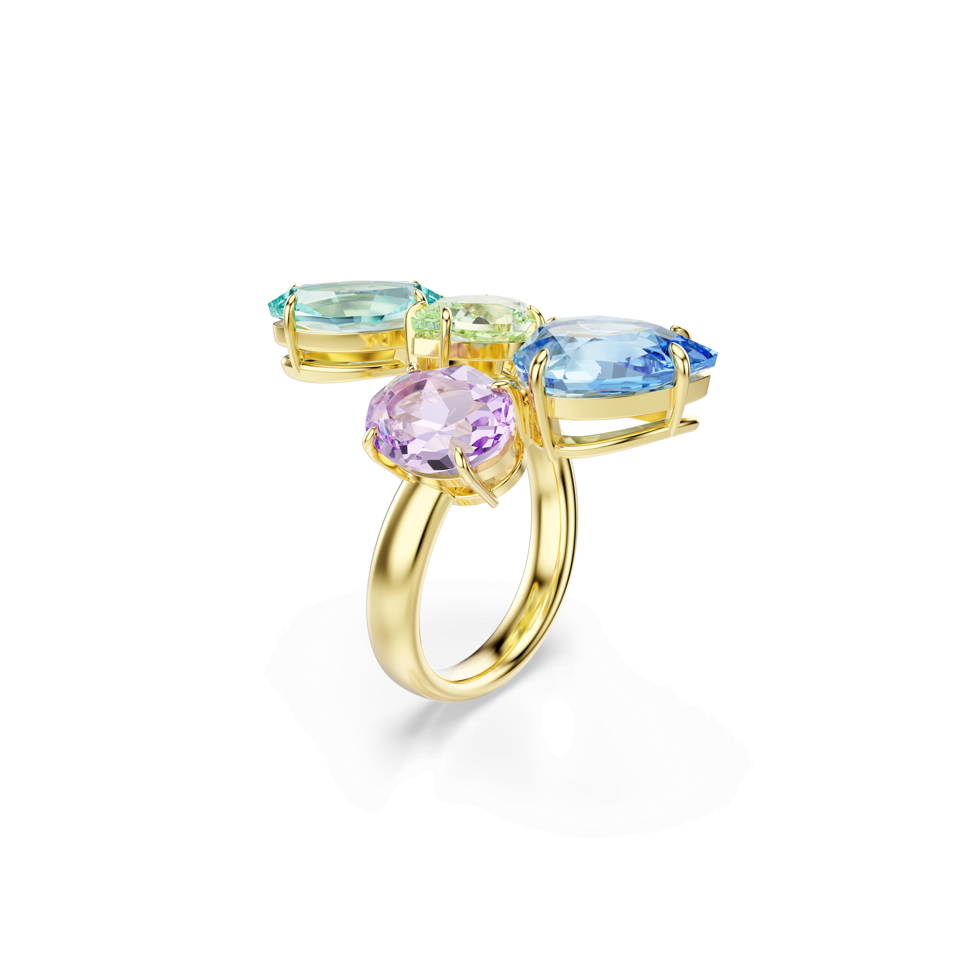 Gema motif ring, Mixed cuts, Multicolored, Gold-tone plated 5746907