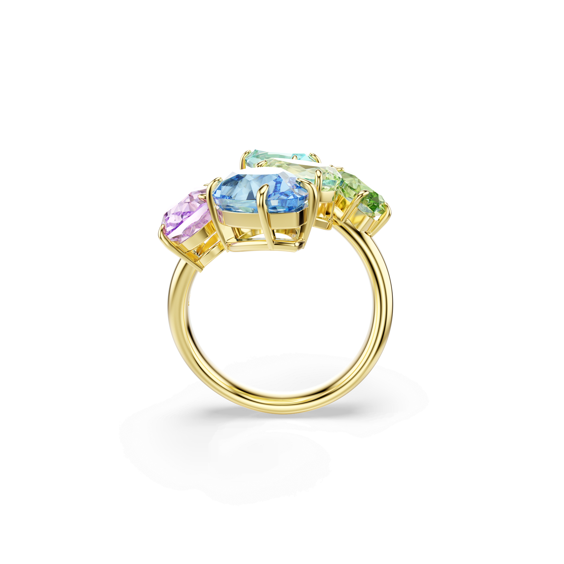 Gema motif ring, Mixed cuts, Multicolored, Gold-tone plated 5746907