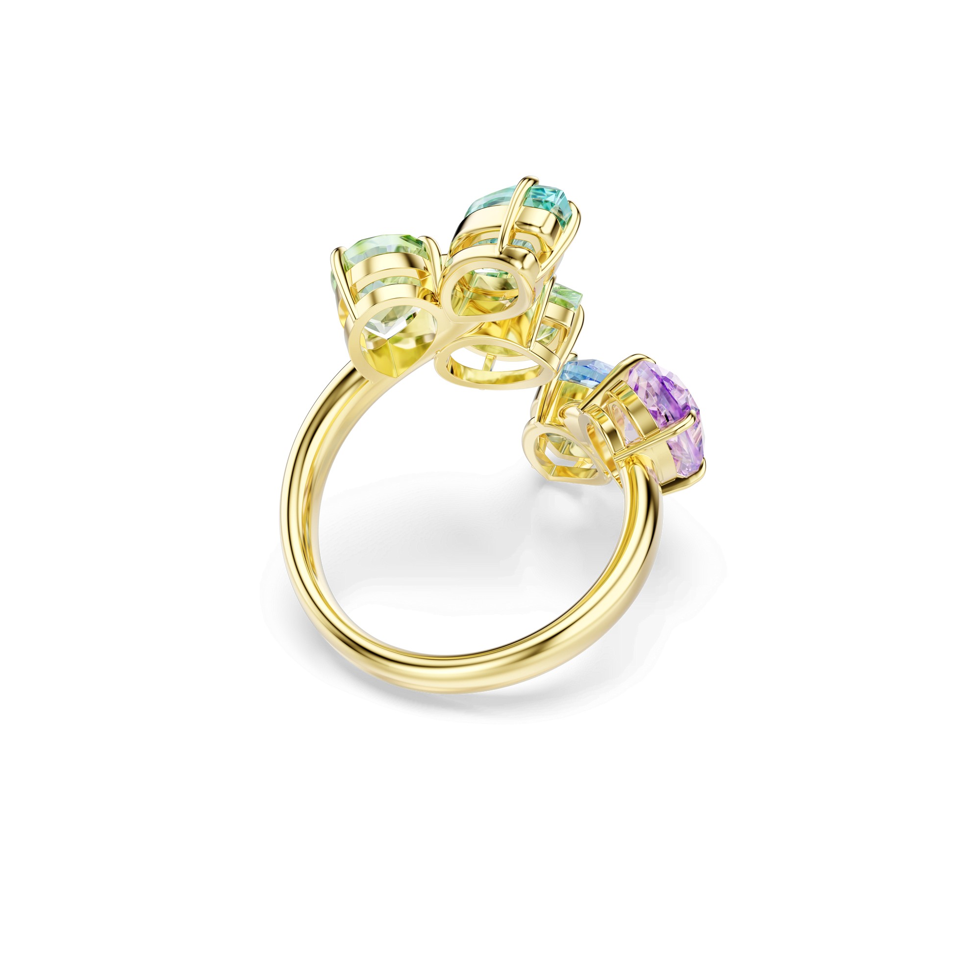 Gema motif ring, Mixed cuts, Multicolored, Gold-tone plated 5746907