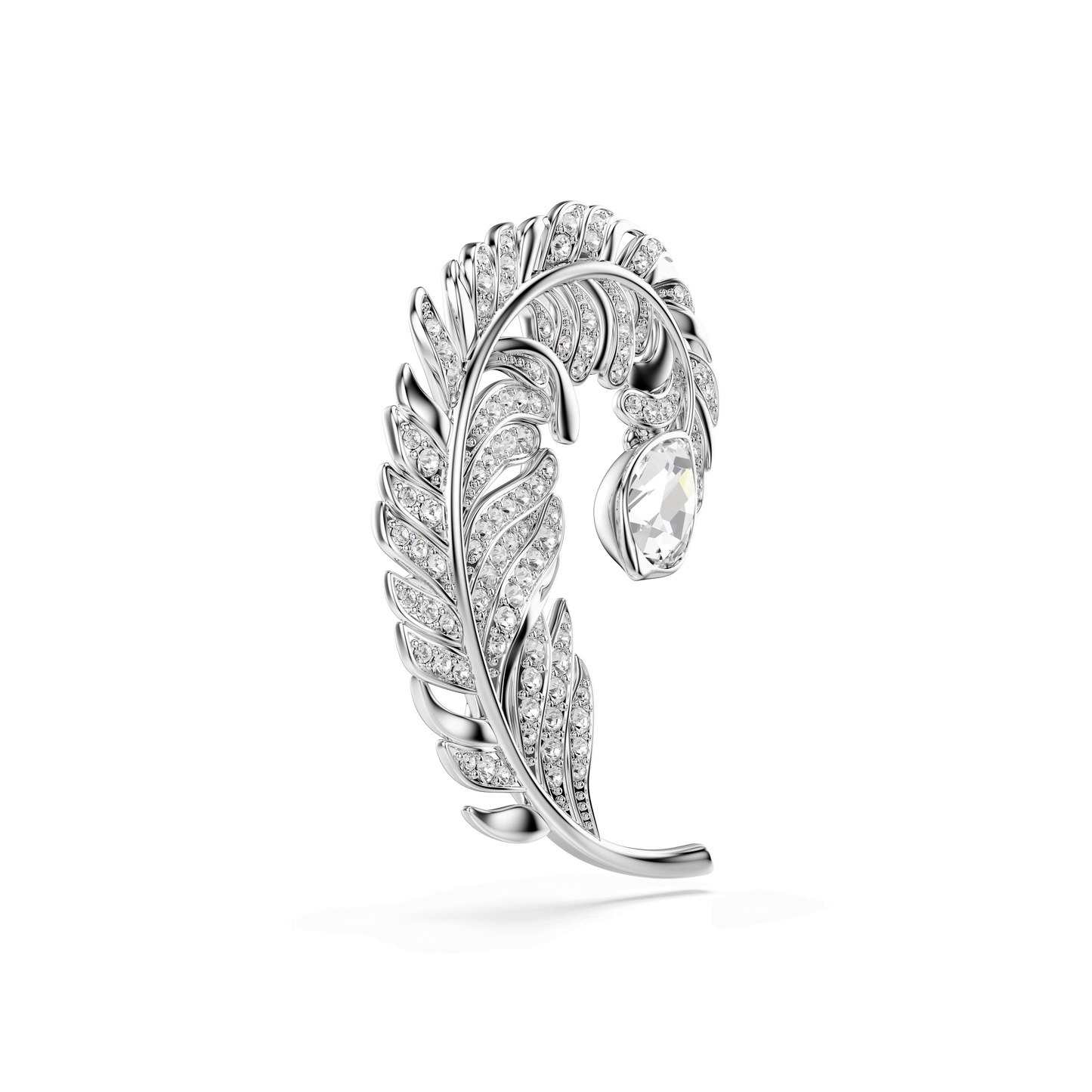 Idyllia brooch, Mixed cuts, Feather, Rhodium plated 5747549