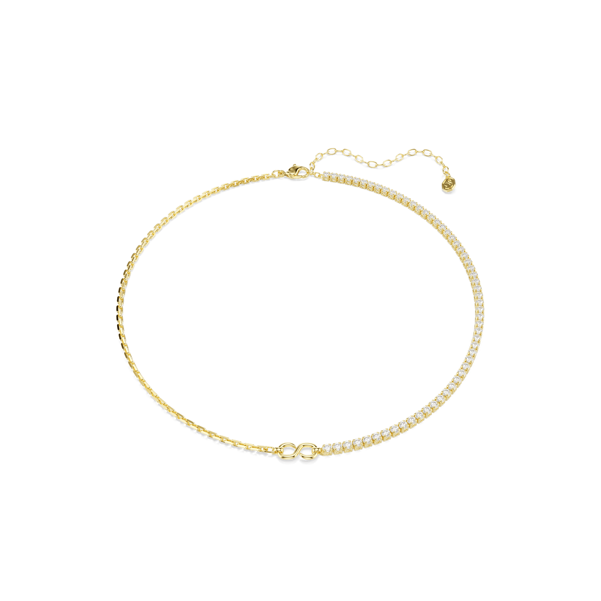 Matrix necklace, Round cut, White, 18K gold finish