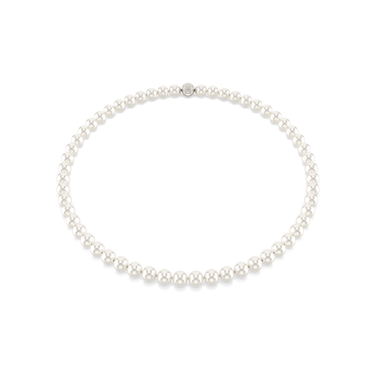 Matrix necklace, Crystal pearl, White, Rhodium plated 5747746