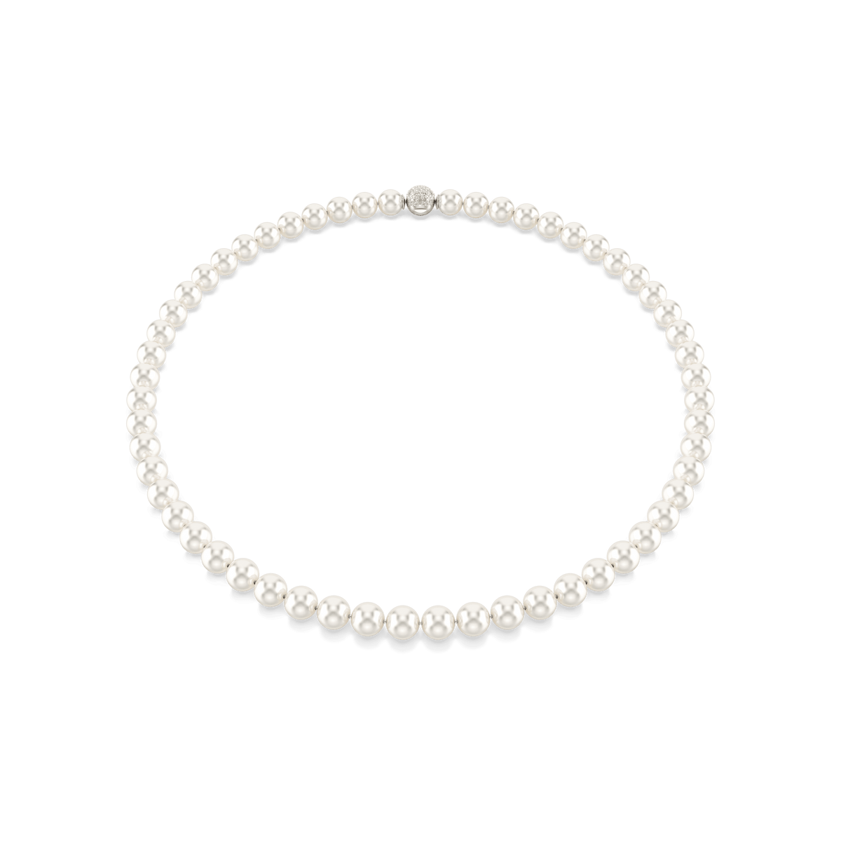 Matrix necklace, Crystal pearl, White, Rhodium plated