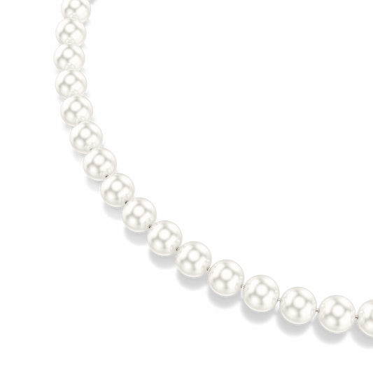 Matrix necklace, Crystal pearl, White, Rhodium plated 5747746