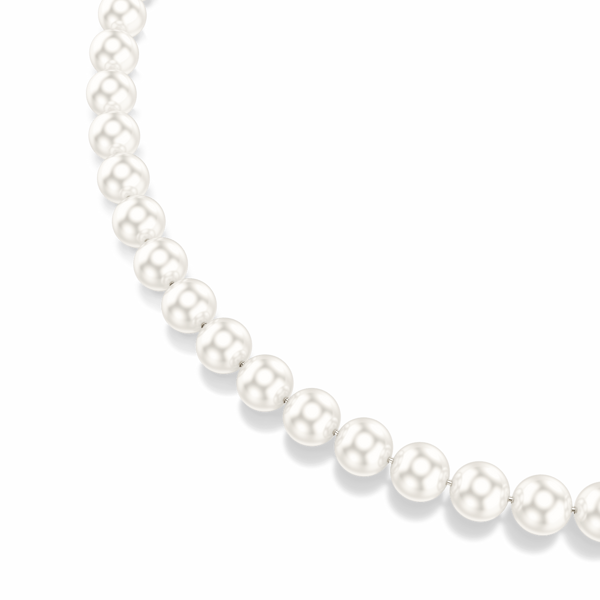 Matrix necklace, Crystal pearl, White, Rhodium plated