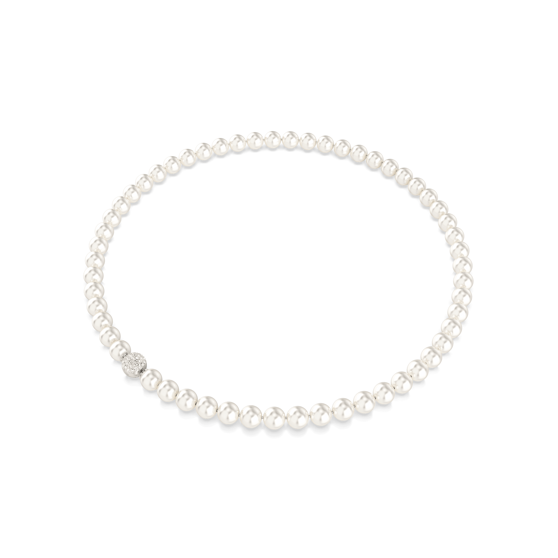 Matrix necklace, Crystal pearl, White, Rhodium plated 5747746