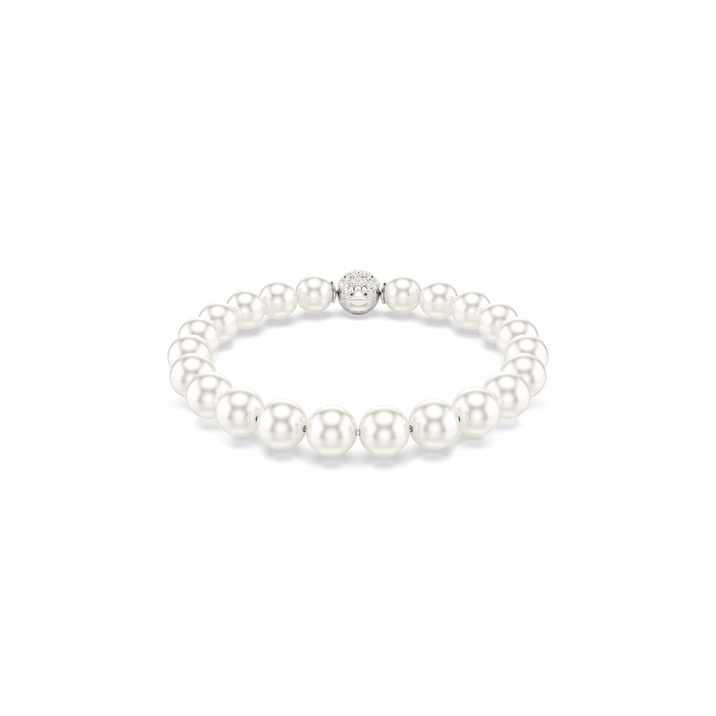 Matrix bracelet, Crystal pearl, White, Rhodium plated 5747747