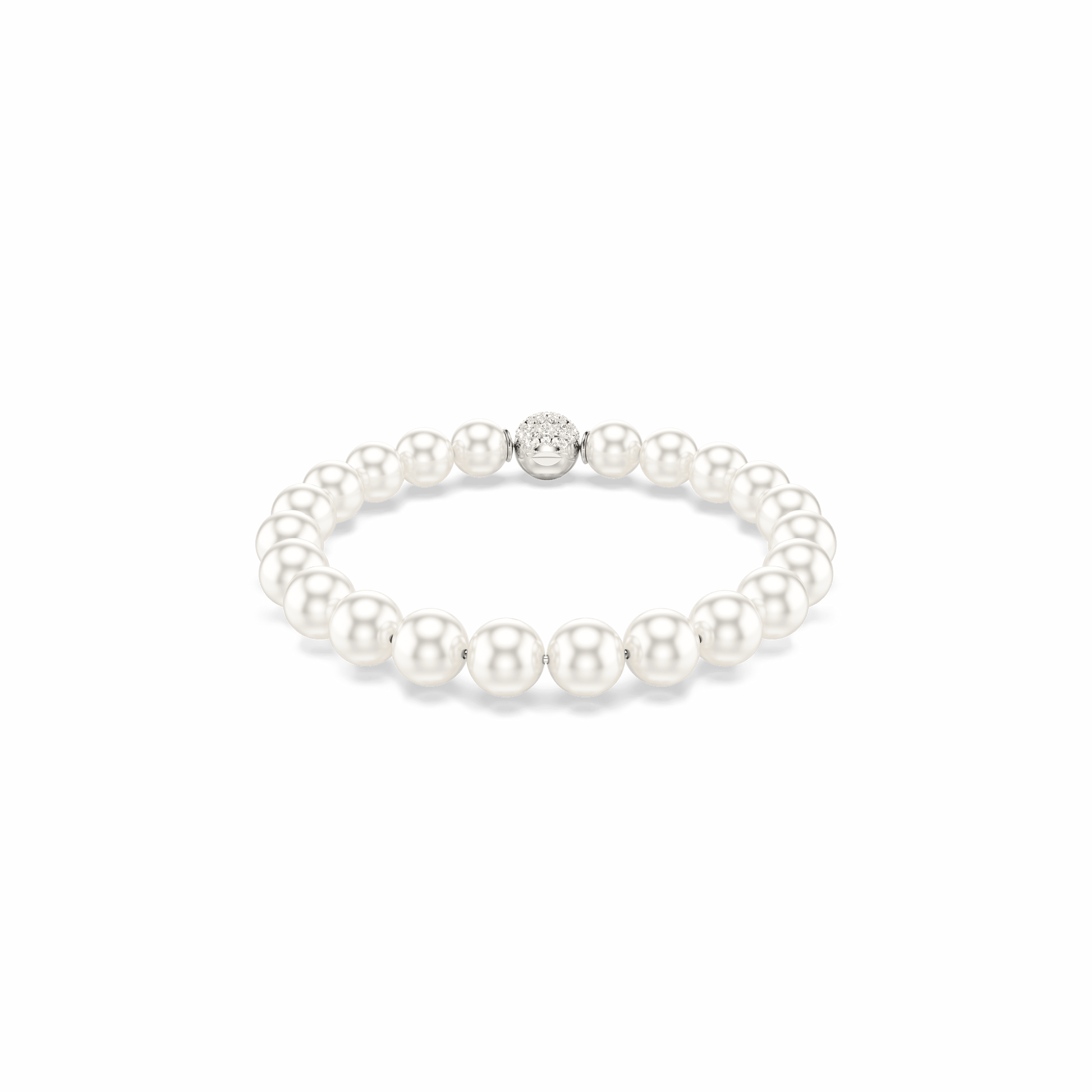 Matrix bracelet, Crystal pearl, White, Rhodium plated 5747747