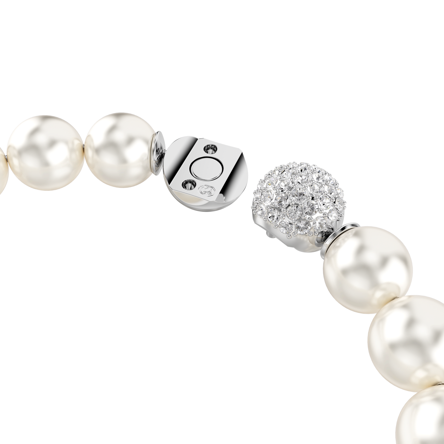 Matrix bracelet, Crystal pearl, White, Rhodium plated 5747747