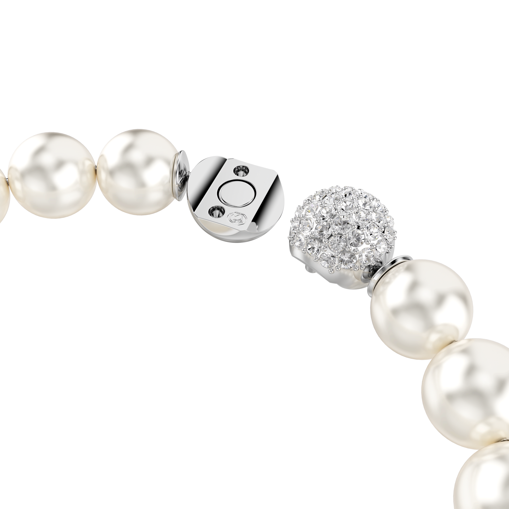 Matrix bracelet, Crystal pearl, White, Rhodium plated 5747747