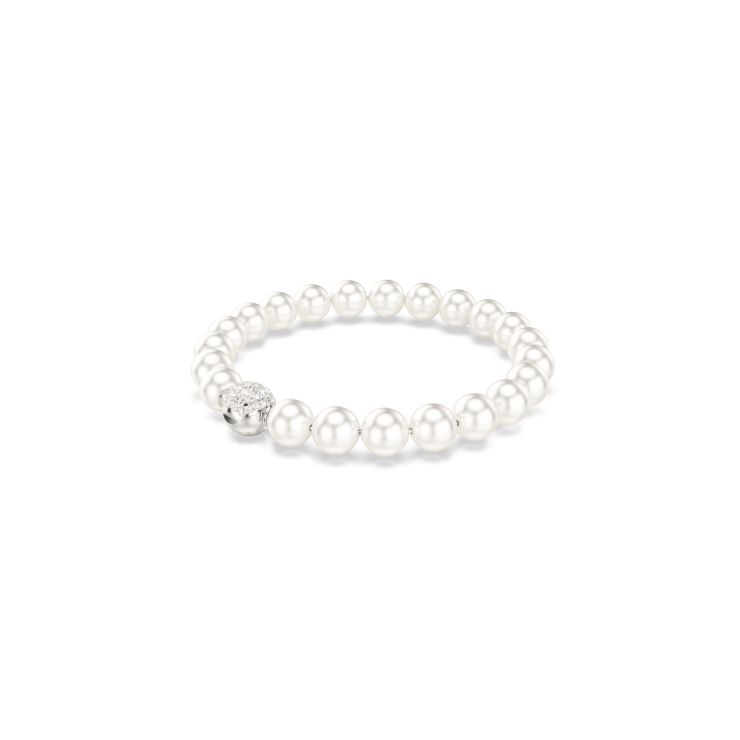 Matrix bracelet, Crystal pearl, White, Rhodium plated 5747747
