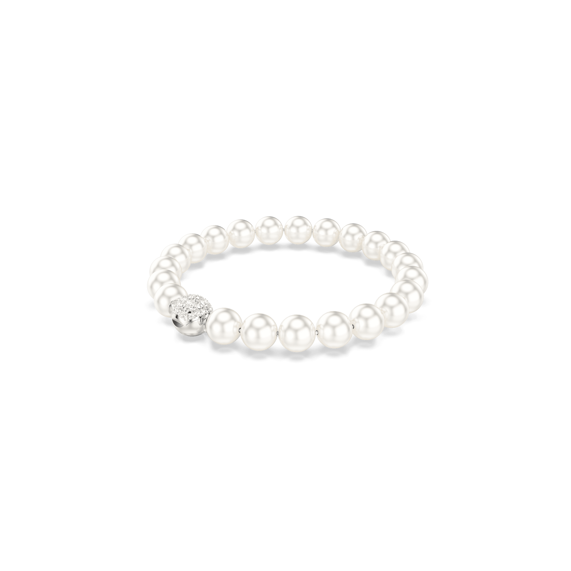 Matrix bracelet, Crystal pearl, White, Rhodium plated 5747747