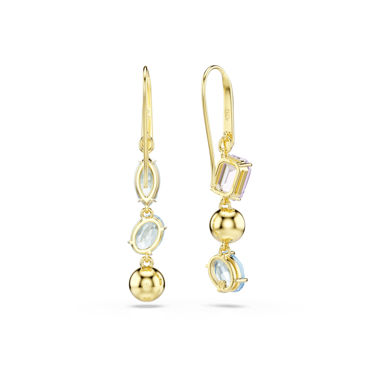 Gema drop earrings, Asymmetrical design, Mixed cuts, Multicolored, Gold-tone plated 5747917