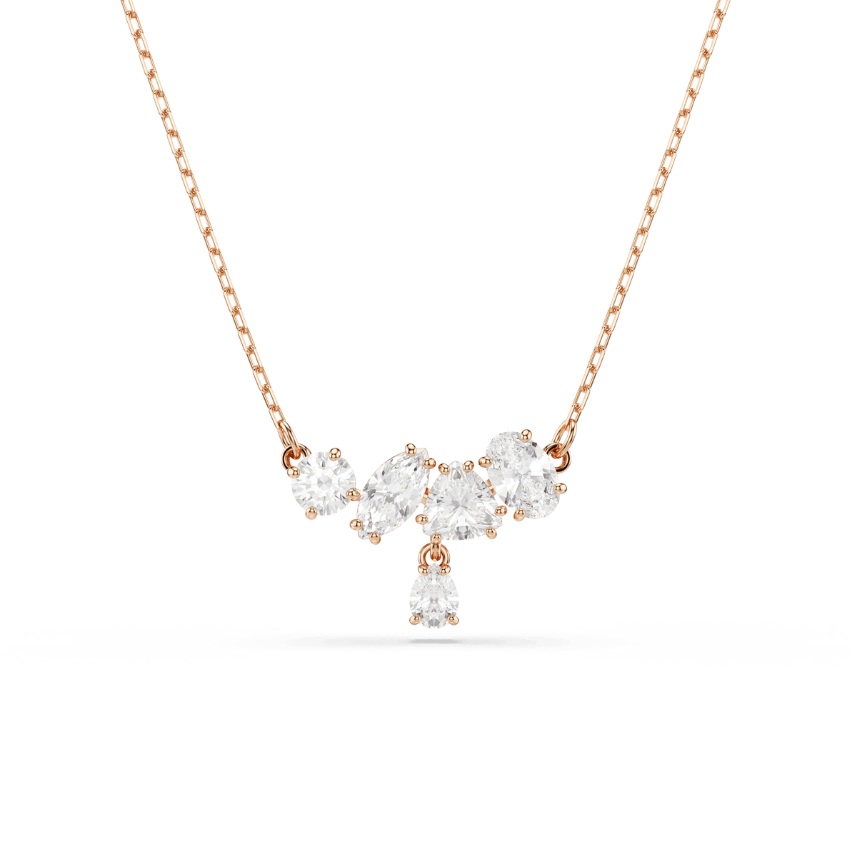 Mesmera necklace, Mixed cuts, White, 18K rose gold finish