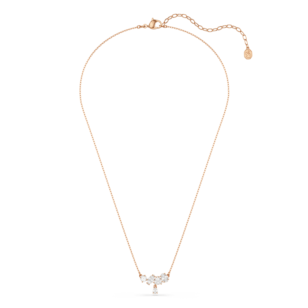 Mesmera necklace, Mixed cuts, White, 18K rose gold finish