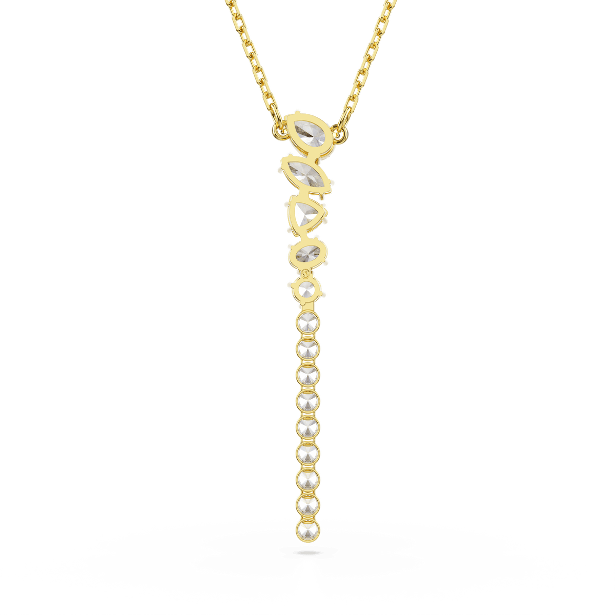 Mesmera Y necklace, Mixed cuts, White, 18K gold finish