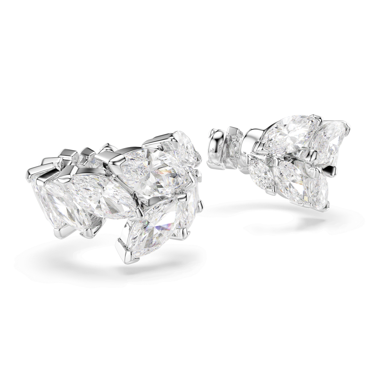 Mesmera ear cuffs, Marquise cut, White, Rhodium plated