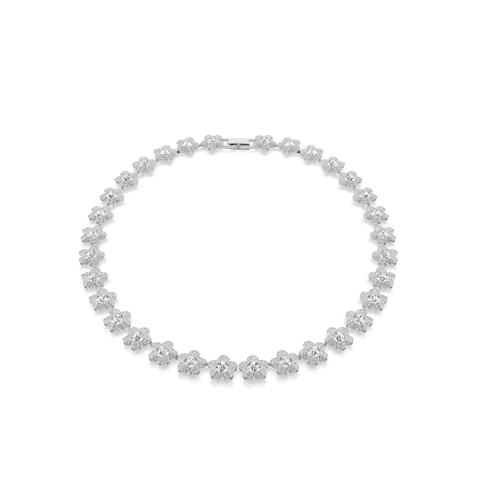 Ariana Grande x Swarovski necklace, Round cut, Flower, White, Rhodium plated 5749179