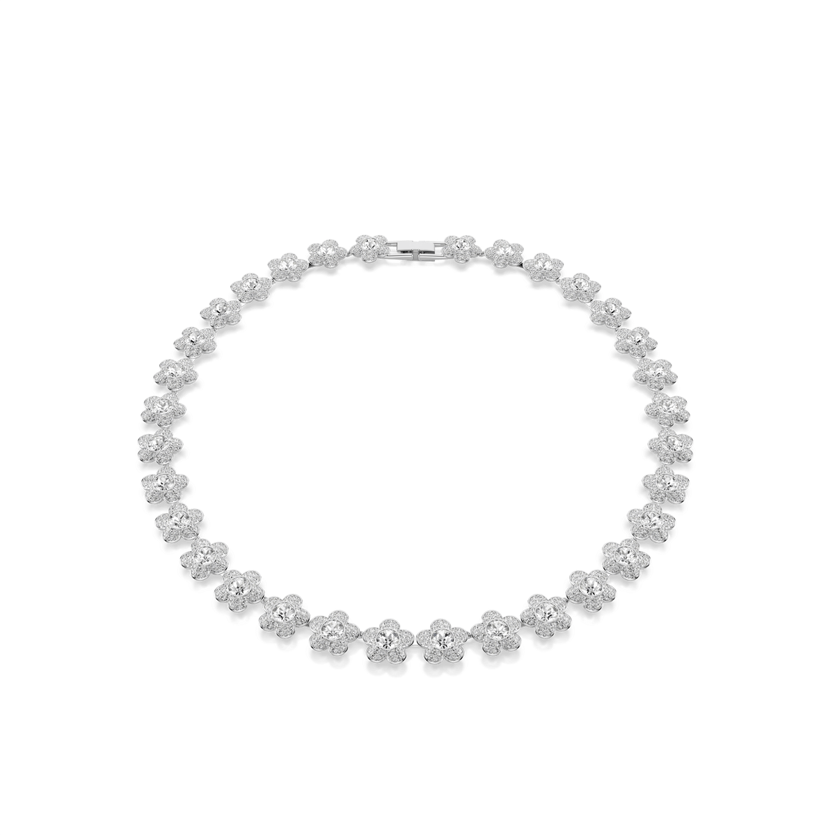 Ariana Grande x Swarovski necklace, Round cut, Flower, White, Rhodium plated