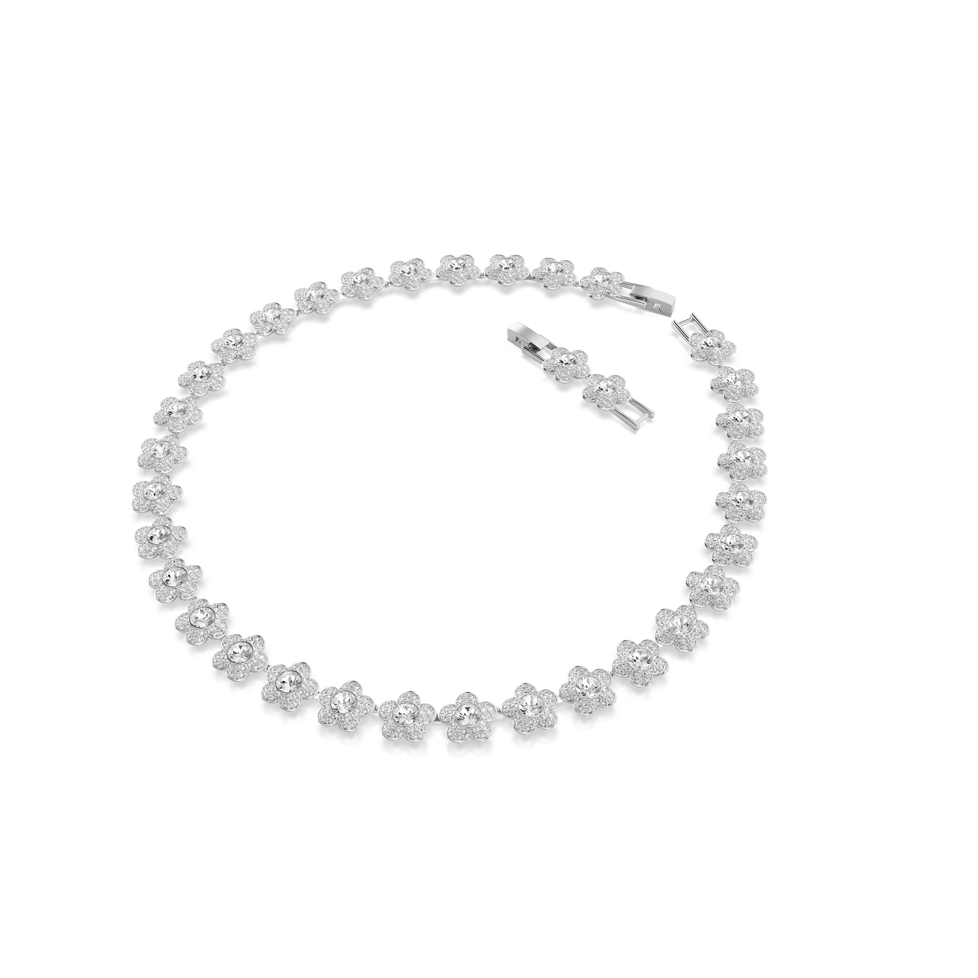 Ariana Grande x Swarovski necklace, Round cut, Flower, White, Rhodium plated 5749179