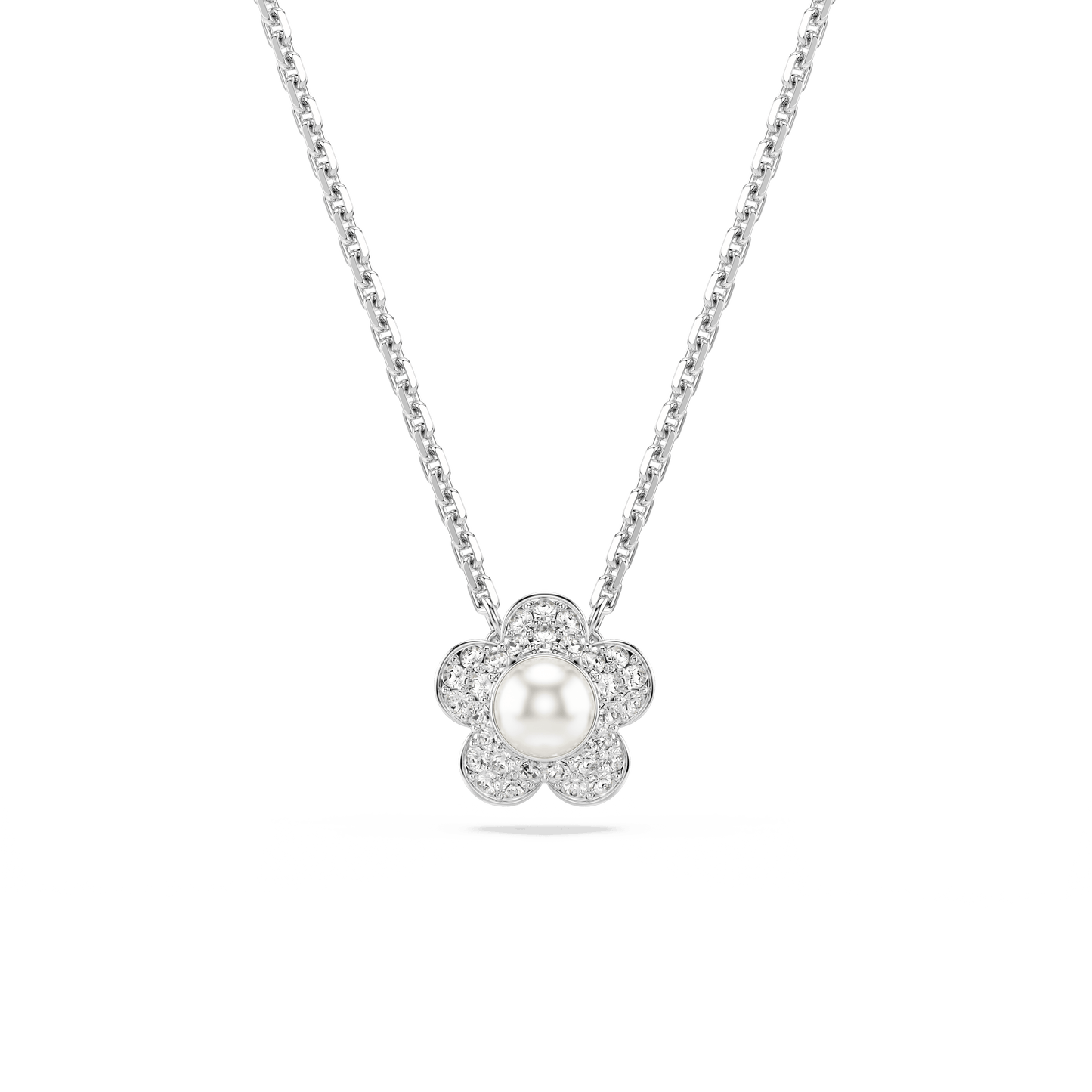 Ariana Grande x Swarovski set, Crystal pearl, Round cut, Flower, White, Rhodium plated 5749180