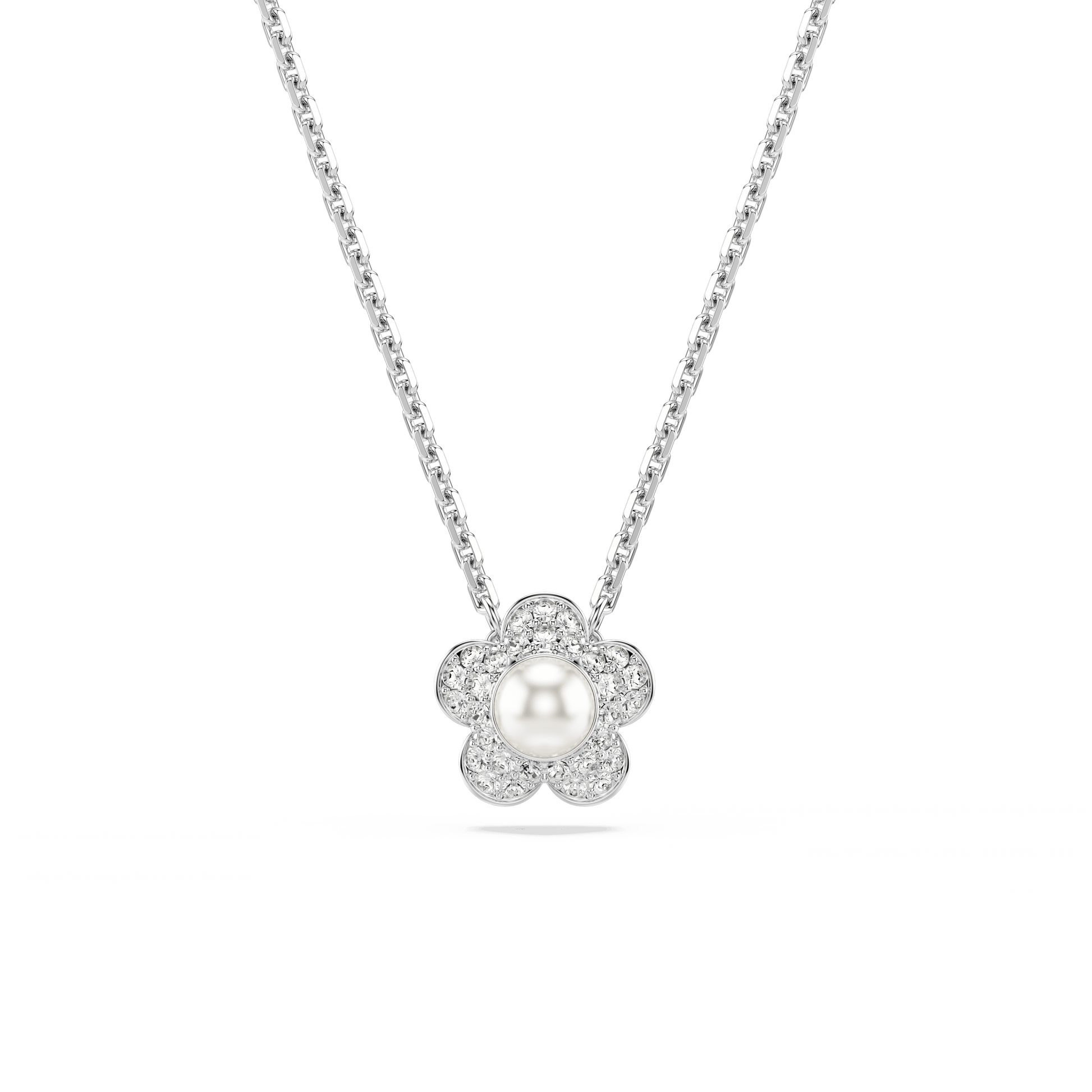 Ariana Grande x Swarovski set, Crystal pearl, Round cut, Flower, White, Rhodium plated 5749180