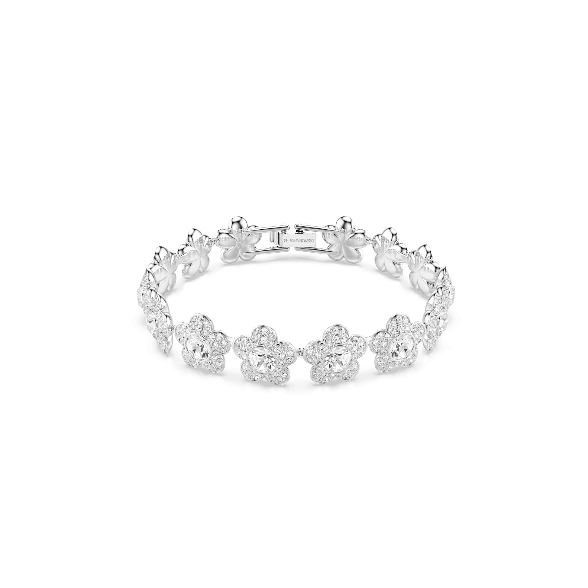 Ariana Grande x Swarovski bracelet, Round cut, Flower, White, Rhodium plated 5749182