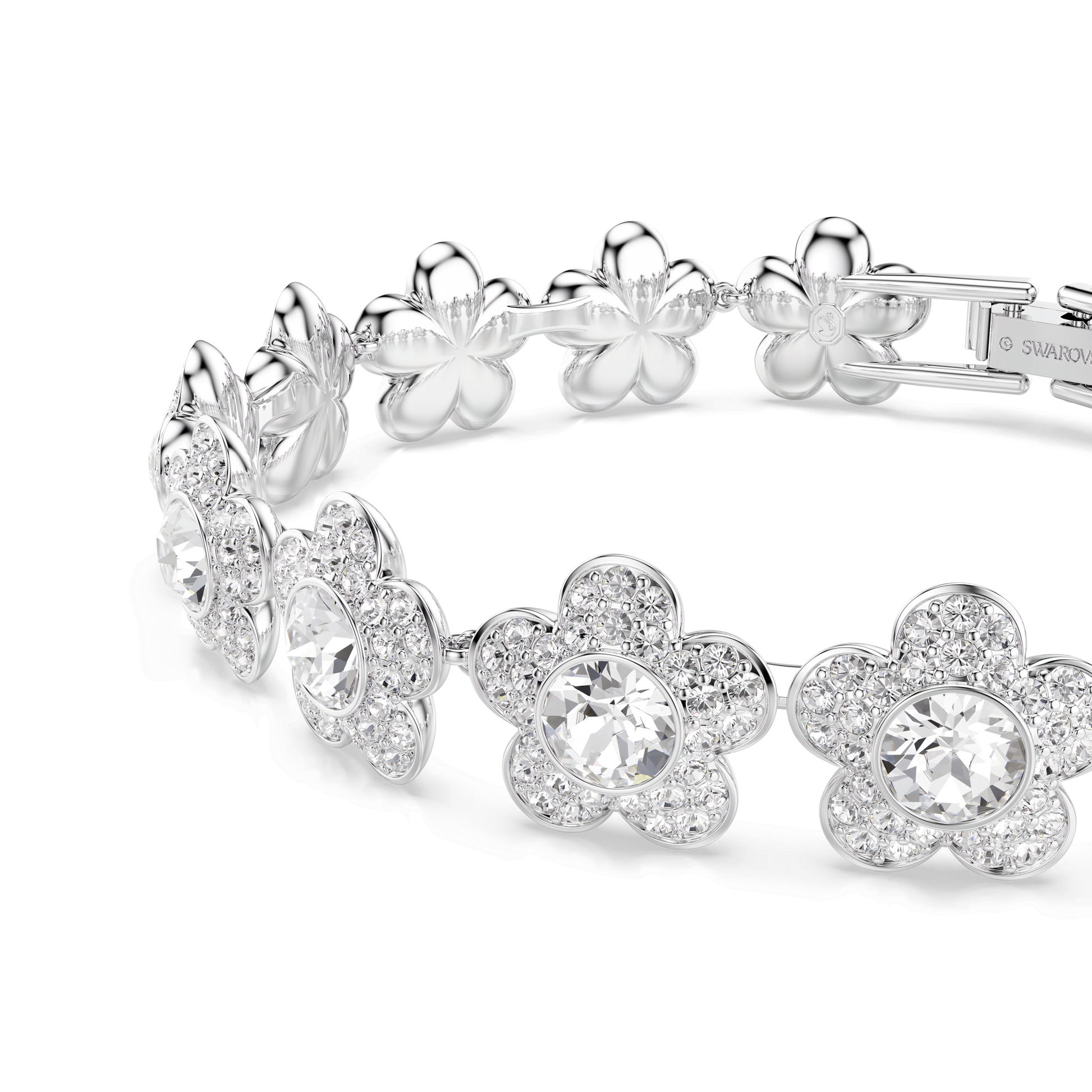 Ariana Grande x Swarovski bracelet, Round cut, Flower, White, Rhodium plated 5749182