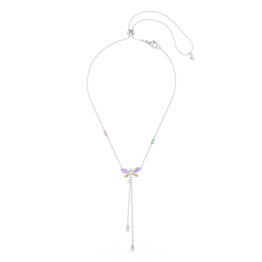 Ariana Grande x Swarovski Y necklace, Mixed cuts, Dragonfly, Multicolored, Rhodium plated 5749183