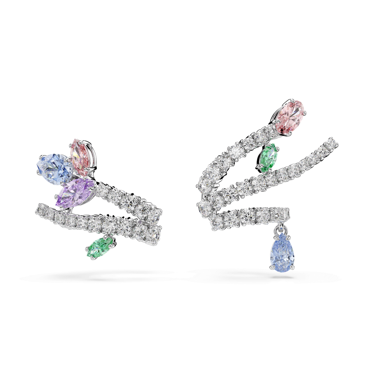 Ariana Grande x Swarovski ear cuffs, Mixed cuts, Multicolored, Rhodium plated