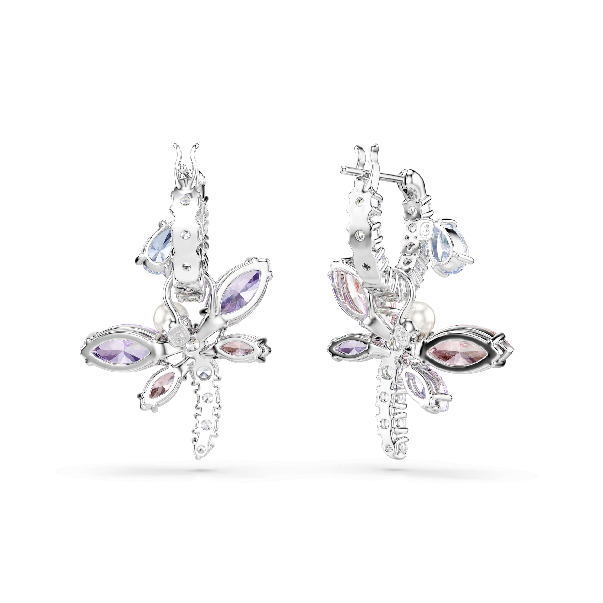 Ariana Grande x Swarovski drop earrings, Mixed cuts, Dragonfly, Multicolored, Rhodium plated 5749185