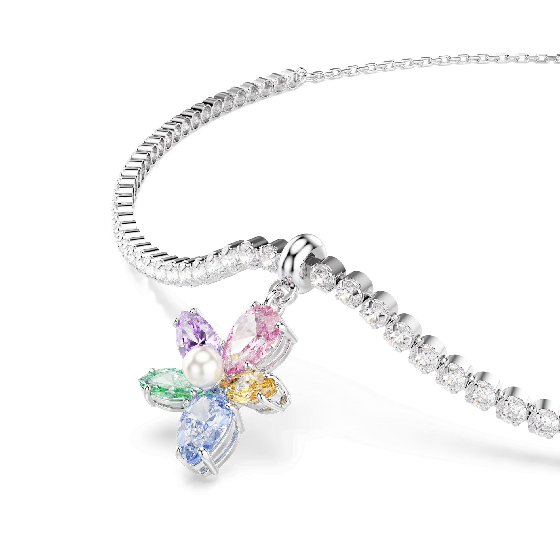 Ariana Grande x Swarovski choker, Mixed cuts, Flower, Multicolored, Rhodium plated 5749189