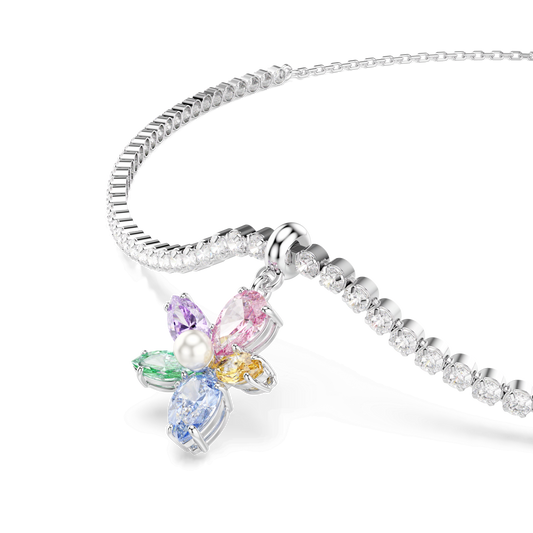 Ariana Grande x Swarovski choker, Mixed cuts, Flower, Multicolored, Rhodium plated