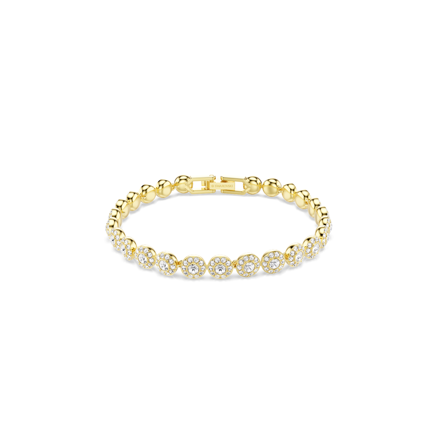 Una Angelic bracelet, Round cut, White, Gold-tone plated 5749386