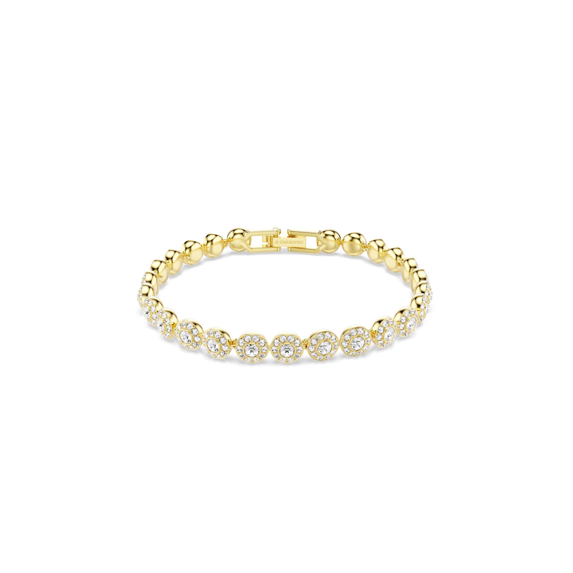 Una Angelic bracelet, Round cut, White, Gold-tone plated 5749386