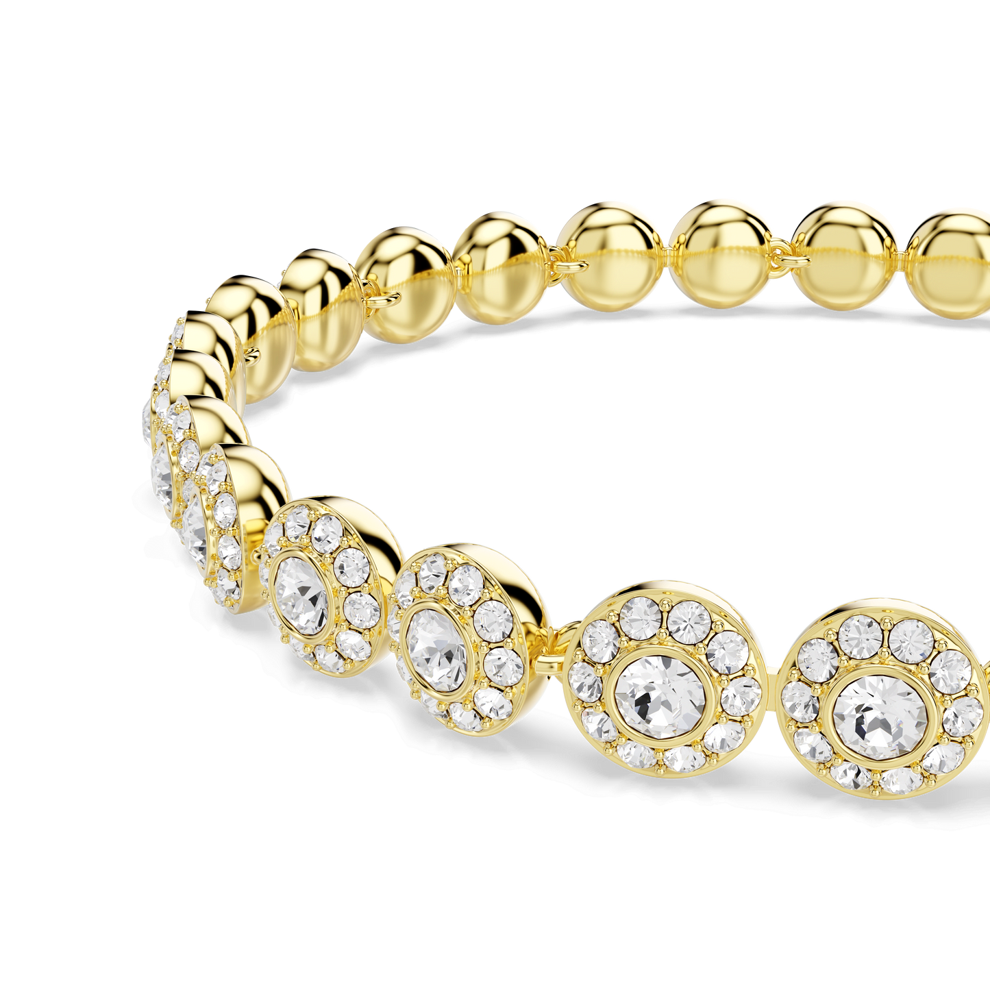 Una Angelic bracelet, Round cut, White, Gold-tone plated 5749386