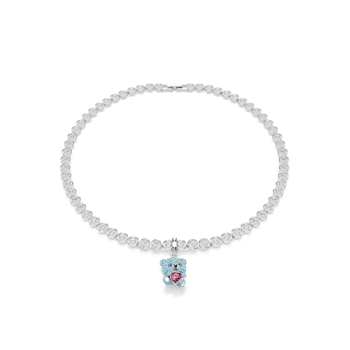 Idyllia charm, Mixed cuts, Teddy, Blue, Rhodium plated