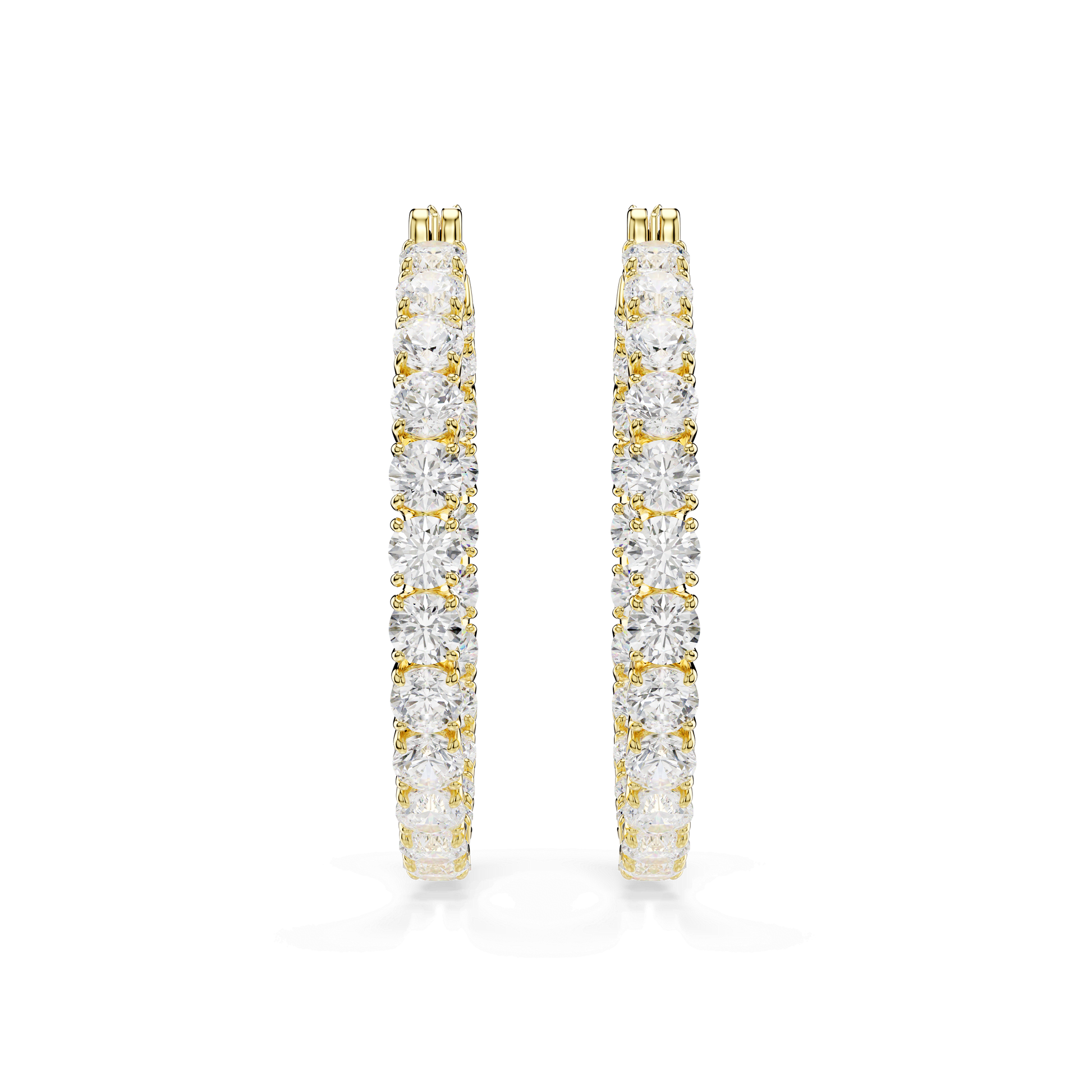 Matrix hoop earrings, Round cut, White, Gold-tone plated 5750620