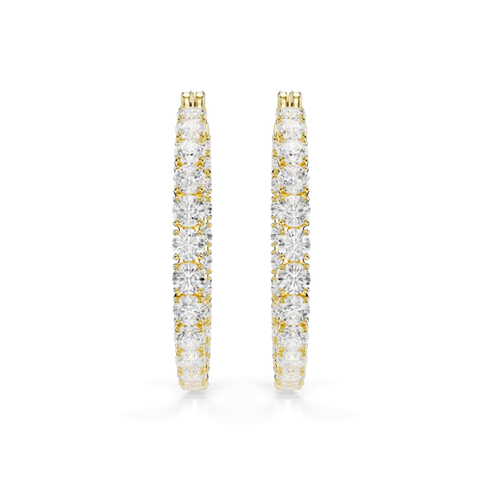 Matrix hoop earrings, Round cut, White, Gold-tone plated 5750620