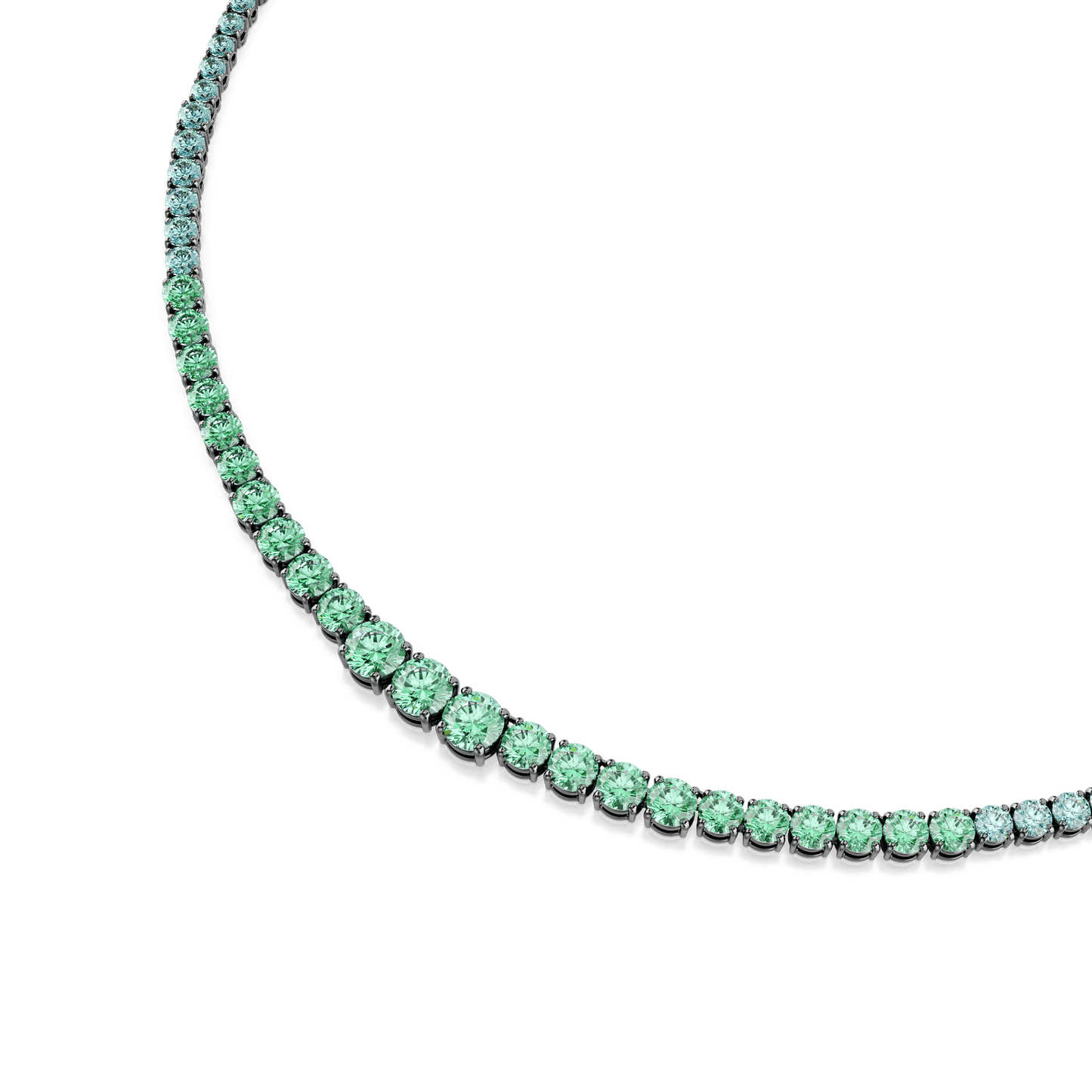 Matrix Tennis necklace, Gradient of round cuts, Multicolored, Ruthenium plated 5751192