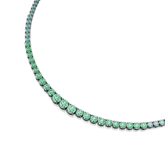 Matrix Tennis necklace, Gradient of round cuts, Multicolored, Ruthenium plated 5751192