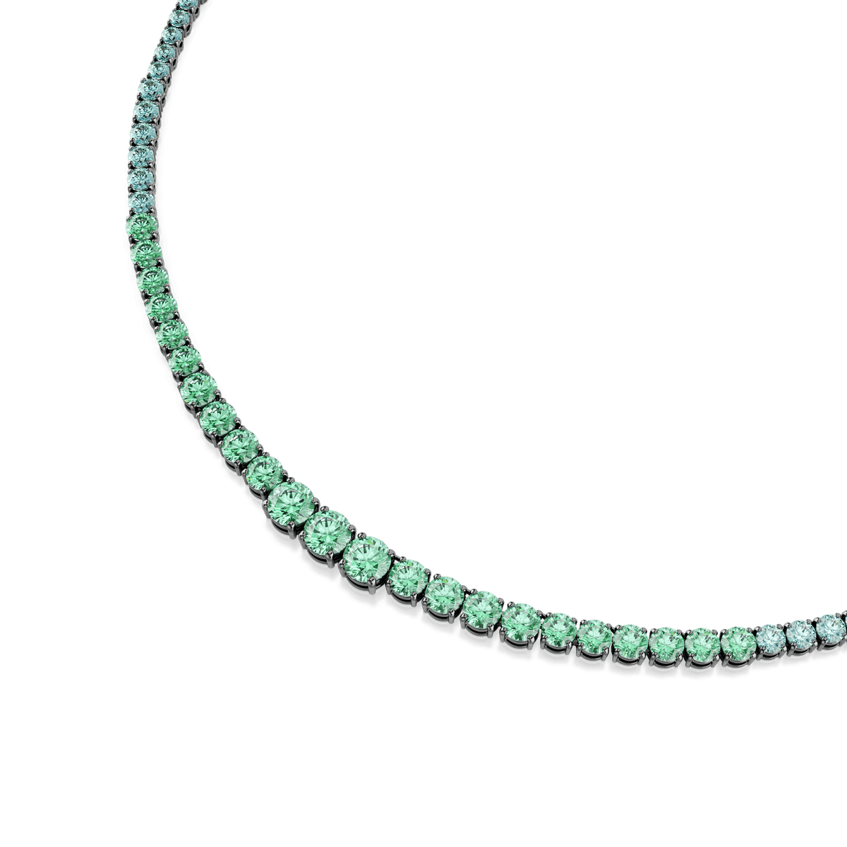 Matrix necklace, Gradient of round cuts, Multicolored, Ruthenium plated