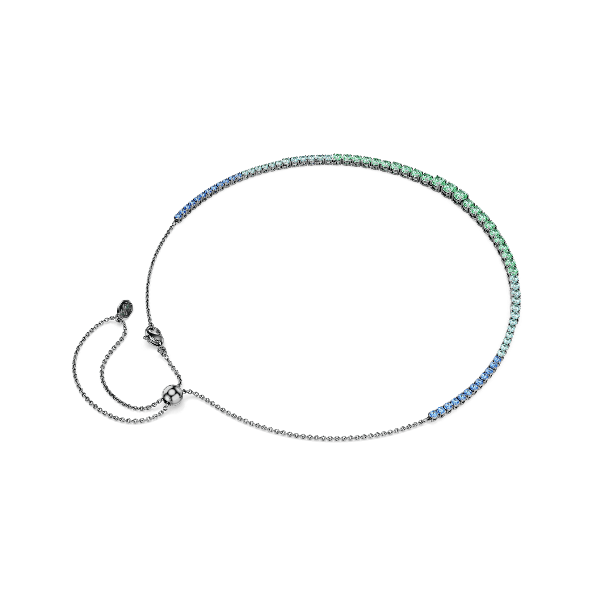 Matrix Tennis necklace, Gradient of round cuts, Multicolored, Ruthenium plated 5751192