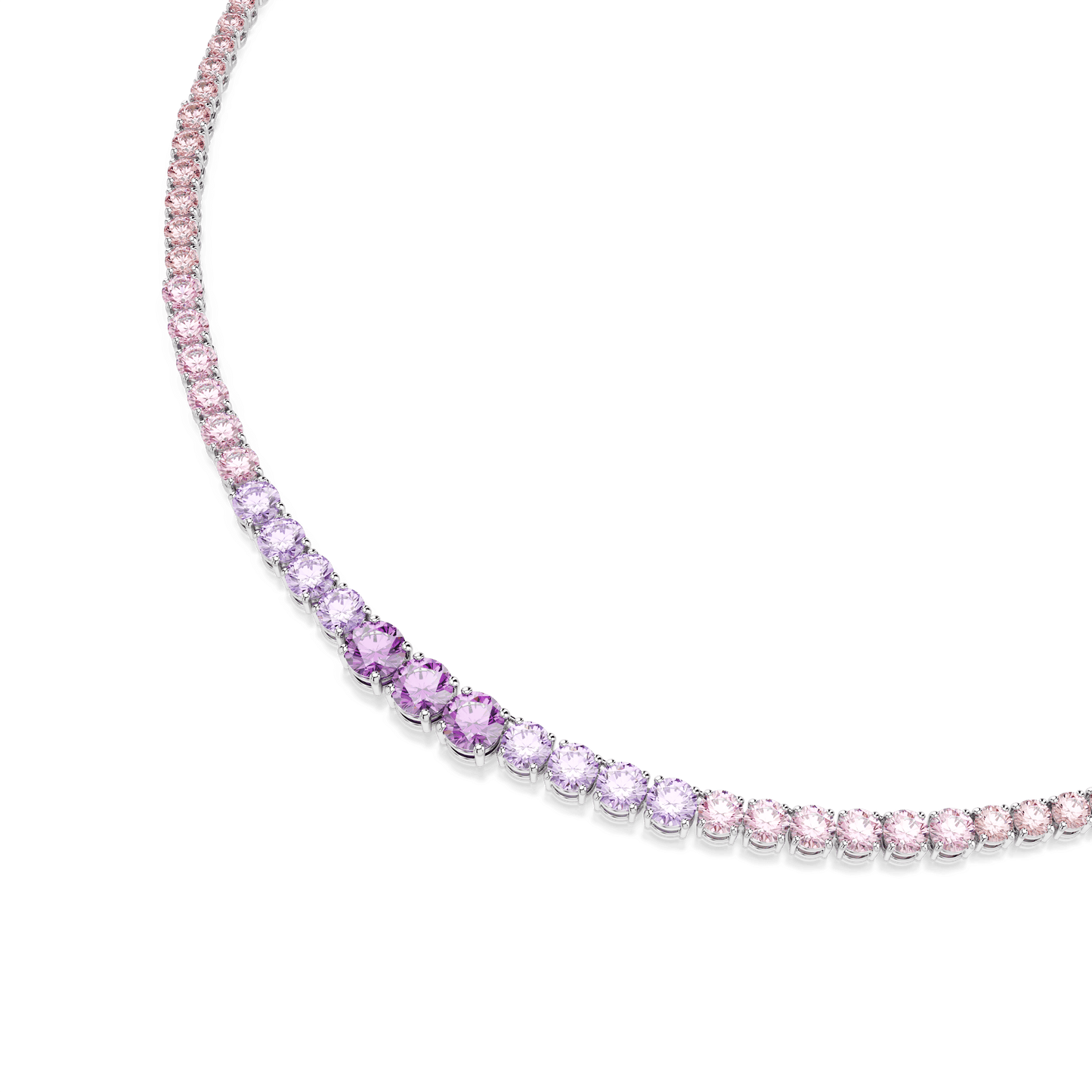 Matrix Tennis necklace, Gradient of round cuts, Multicolored, Rhodium plated 5751196