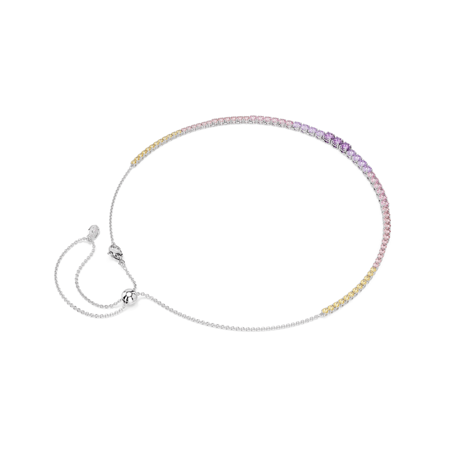 Matrix Tennis necklace, Gradient of round cuts, Multicolored, Rhodium plated 5751196