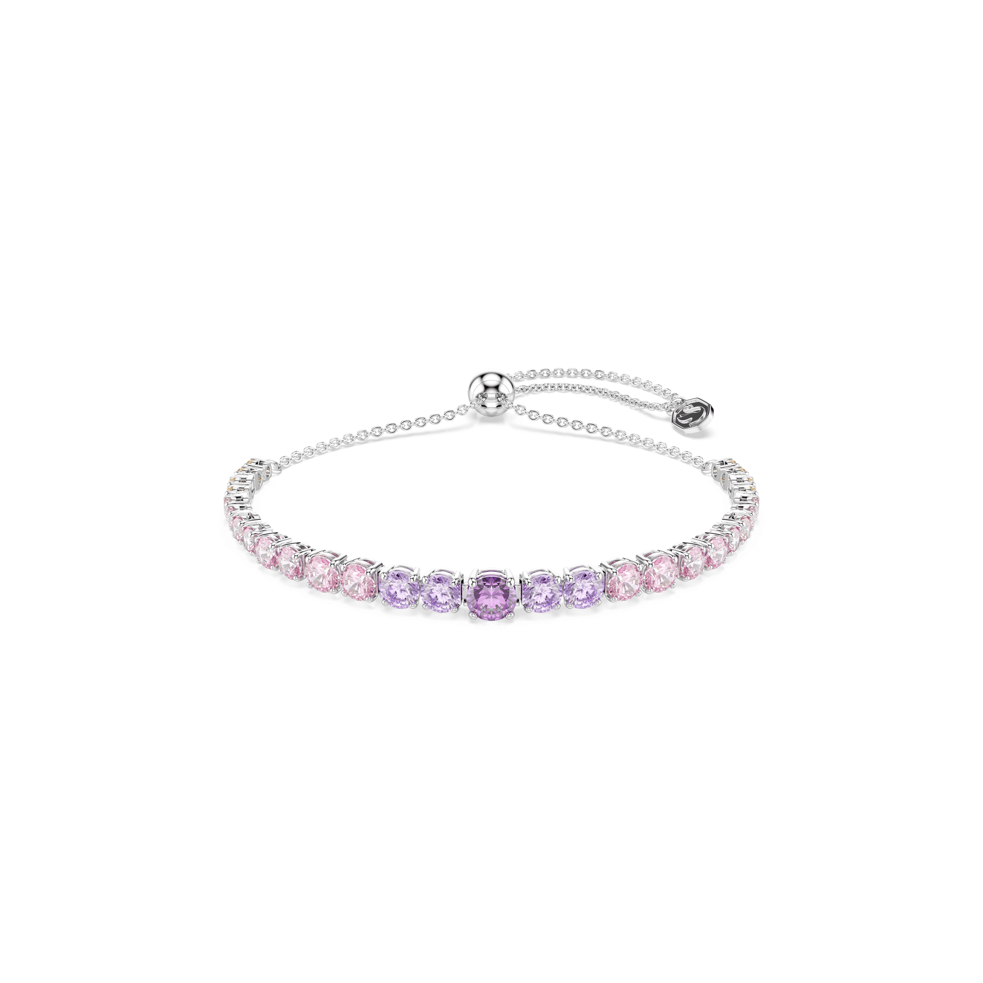 Matrix Tennis bracelet, Gradient of round cuts, Multicolored, Rhodium plated 5751197