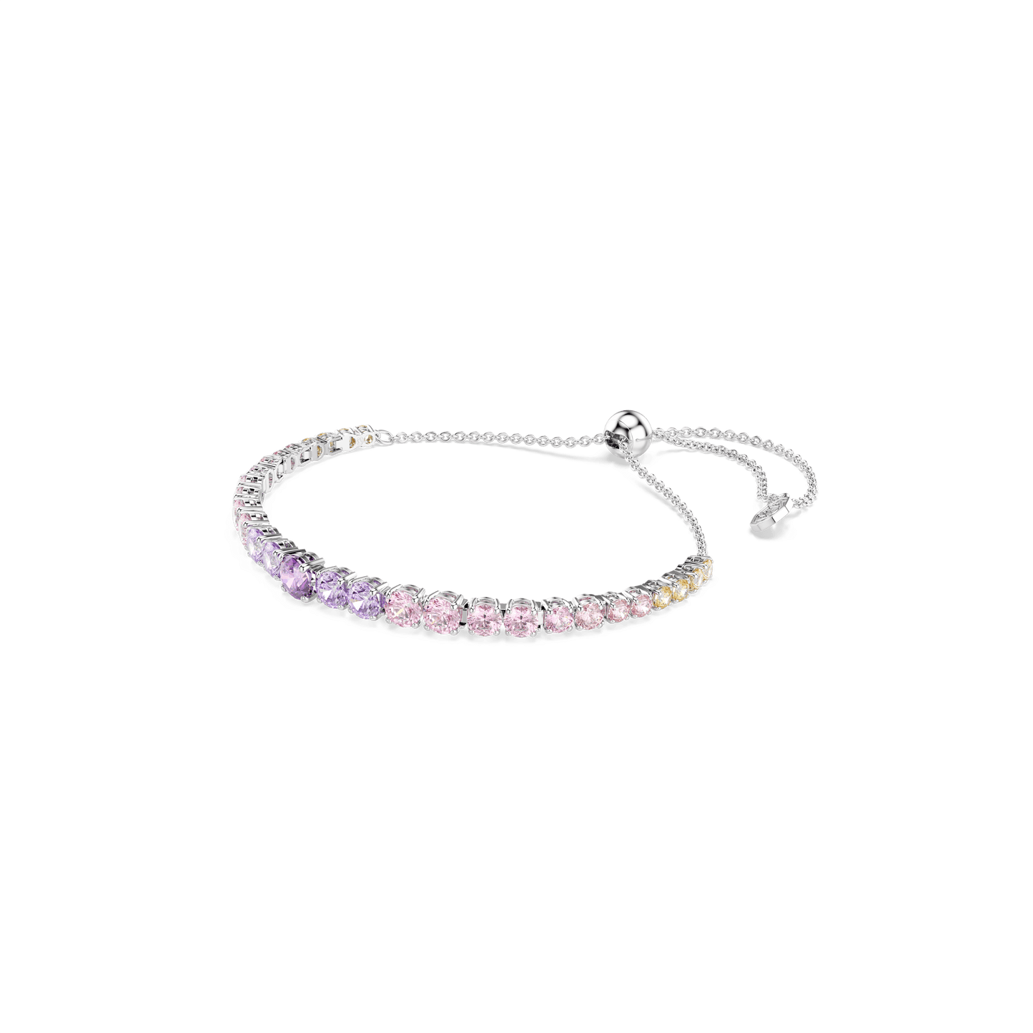 Matrix Tennis bracelet, Gradient of round cuts, Multicolored, Rhodium plated 5751197