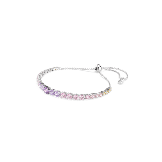 Matrix Tennis bracelet, Gradient of round cuts, Multicolored, Rhodium plated 5751197